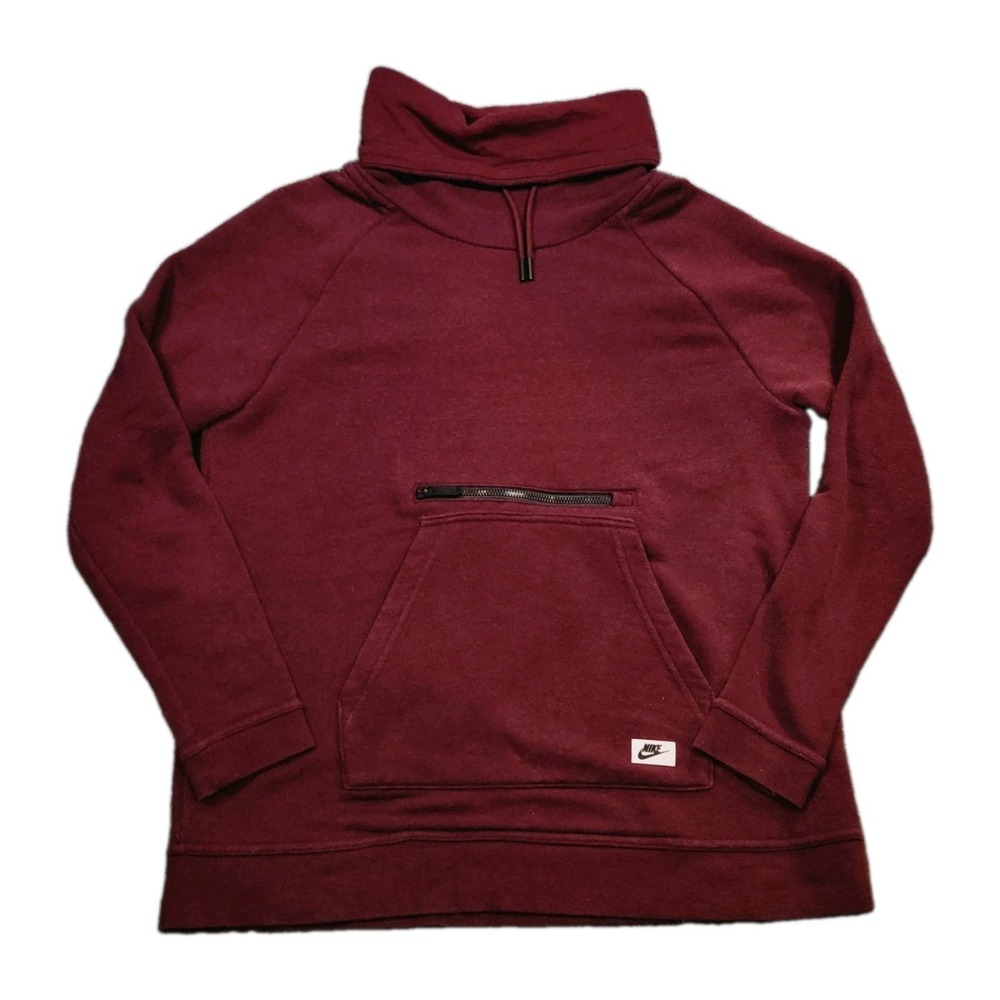 Nike Sportswear Modern Fleece Funnel Neck Hoodie Womens S Burgundy BV4116-661